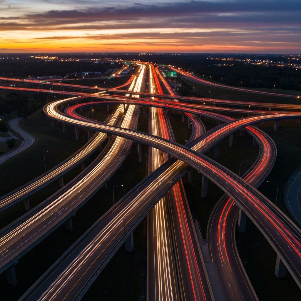 Highway network across North America